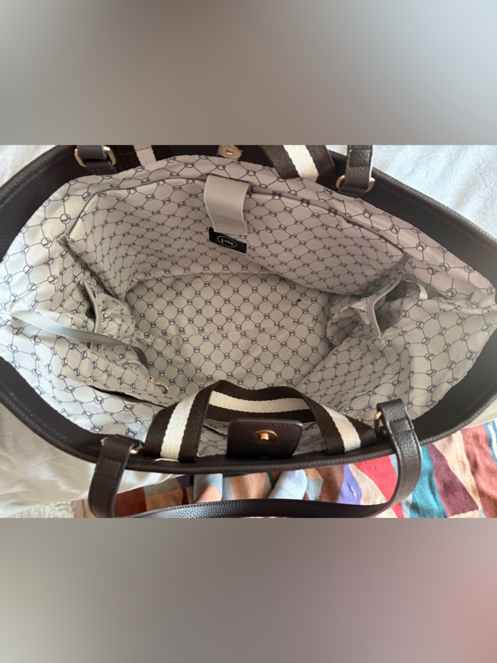 Pretty Simple Me Woven Tiffany Organizer Checkered Tote Bag in Black and Brown - Picture 3 of 7